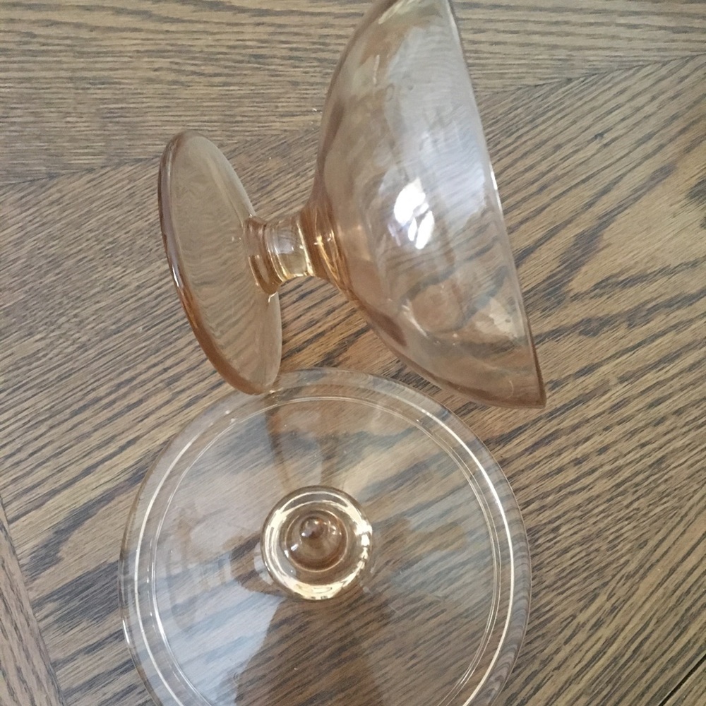 Dish with lid pink depression era pink glass